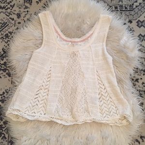 Anthropologie Lace Meadow Rue Crop Tank Cream S